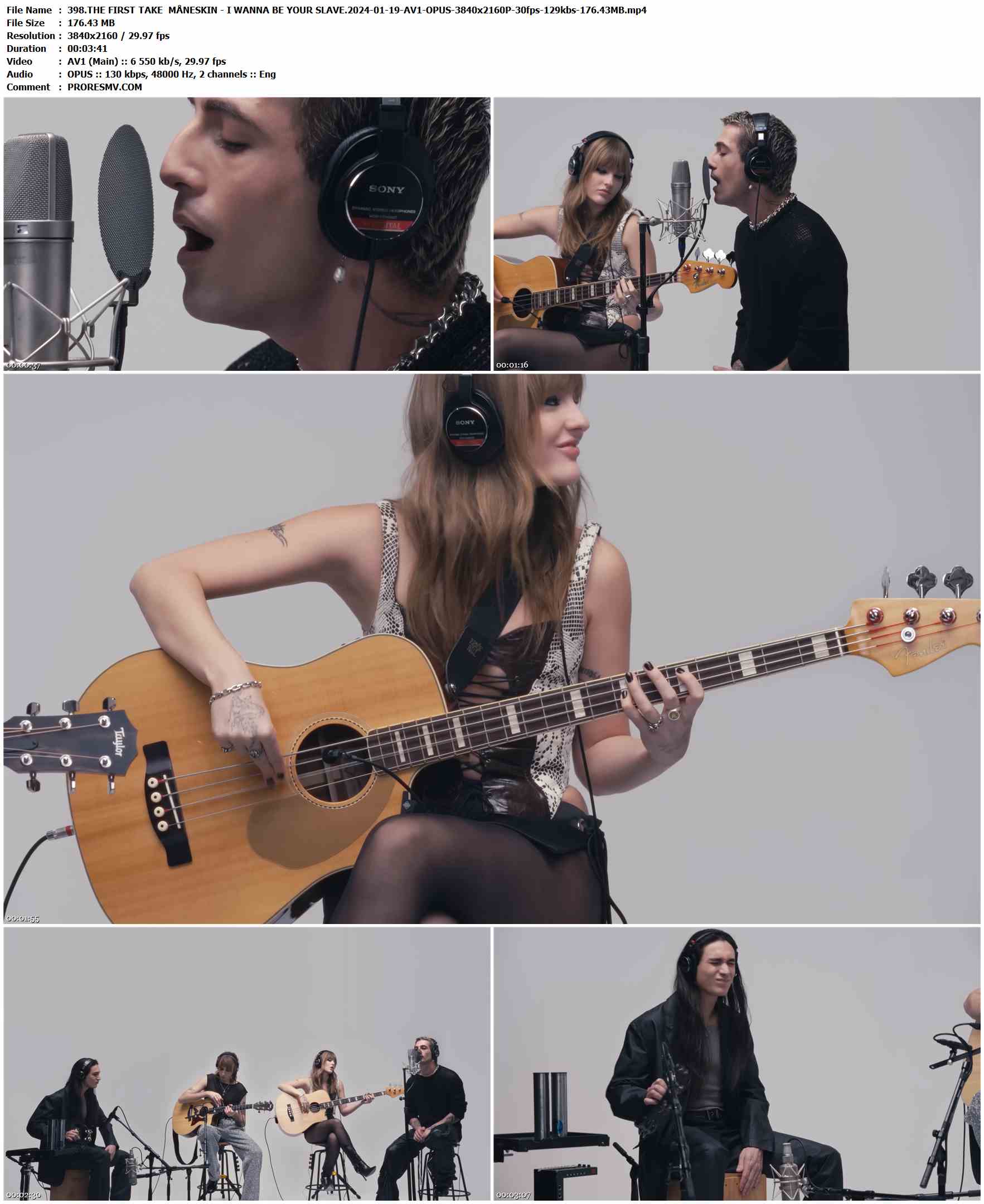 398.THE FIRST TAKE  MÅNESKIN - I WANNA BE YOUR SLAVE.2024-01-19-AV1-OPUS-3840x2160P-30fps-129kbs-176.43MB官方MV_高清MV